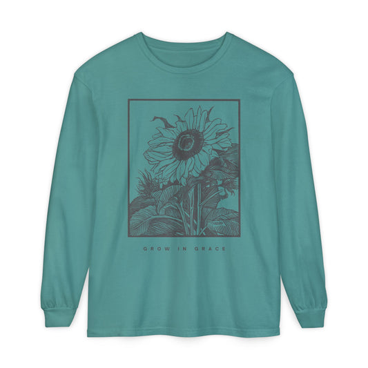 Grow in Grace (Unisex Garment-dyed Long Sleeve T-Shirt)
