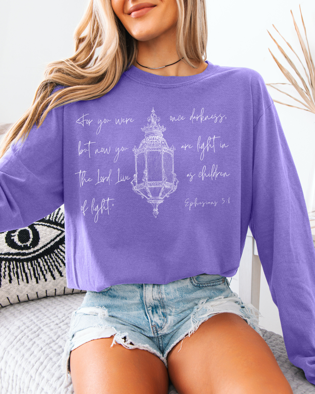 Light in the Lord (Unisex Garment-dyed Long Sleeve T-Shirt)