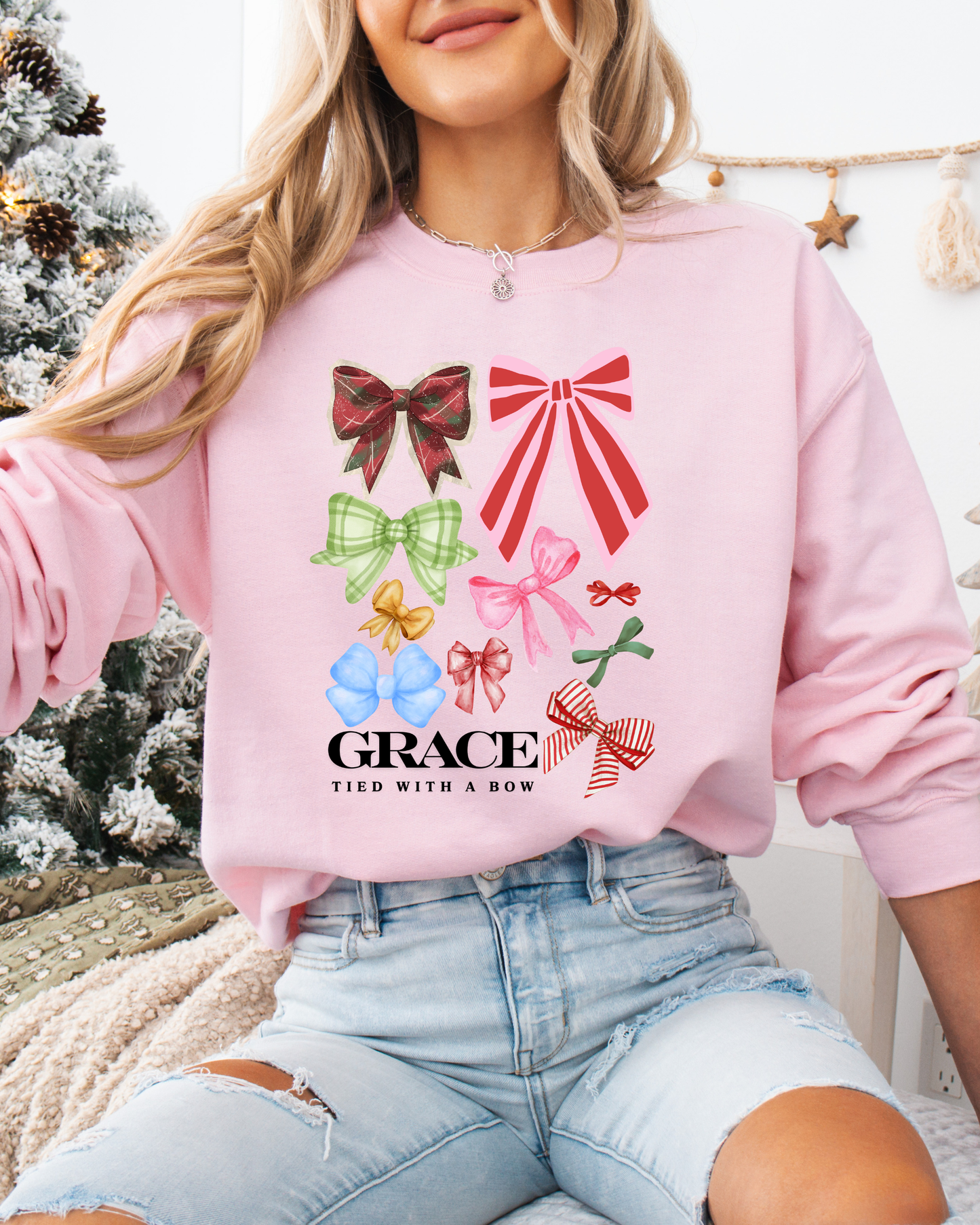 Festive Bow Crewneck (Unisex Holiday Sweater)
