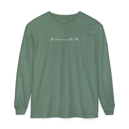 He Leaves the 99 (Unisex Garment-dyed Long Sleeve T-Shirt)