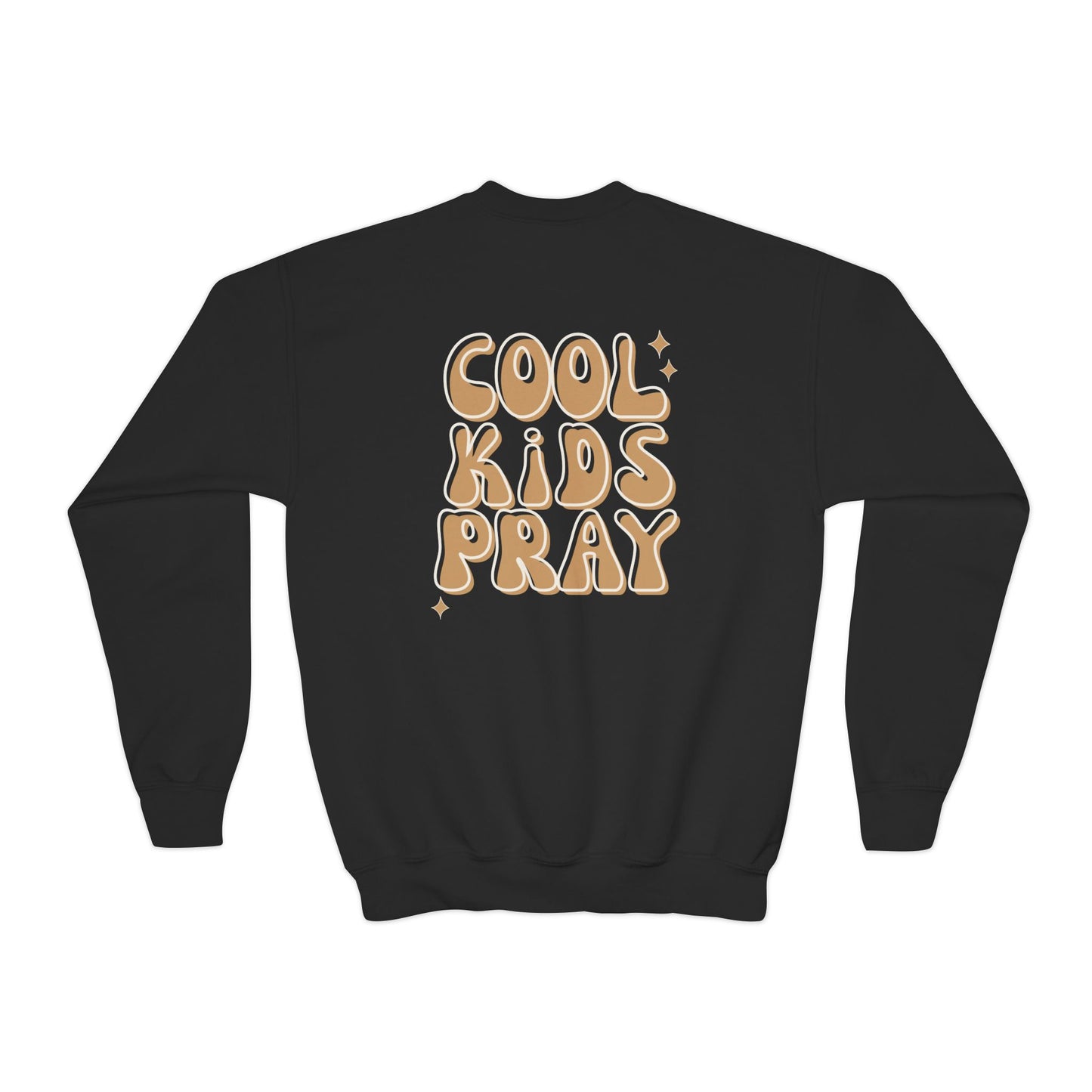Youth Crewneck Sweatshirt - "Cool Kids Pray" Retro Graphic Pullover for Kids
