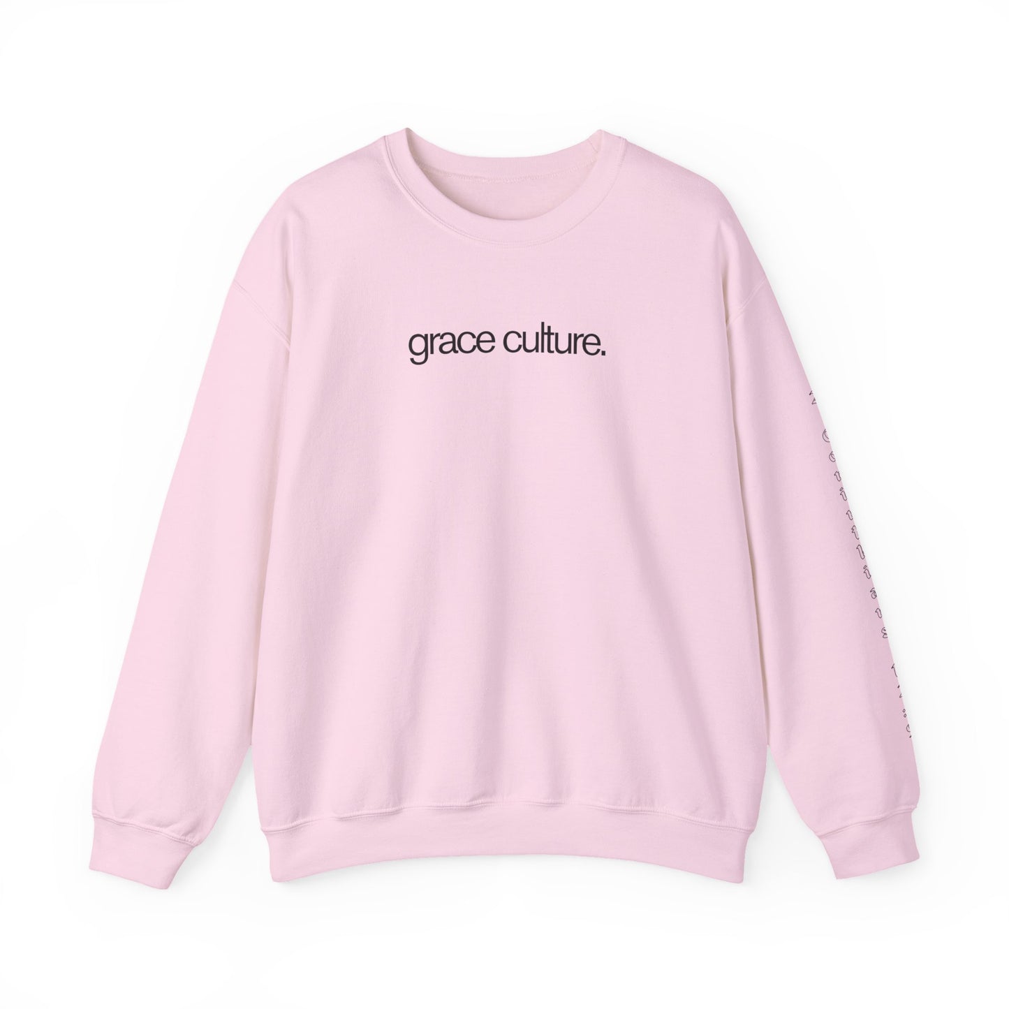 Grace Culture (Oversized Crewneck Sweatshirt with Bible Verse Down Sleeve)