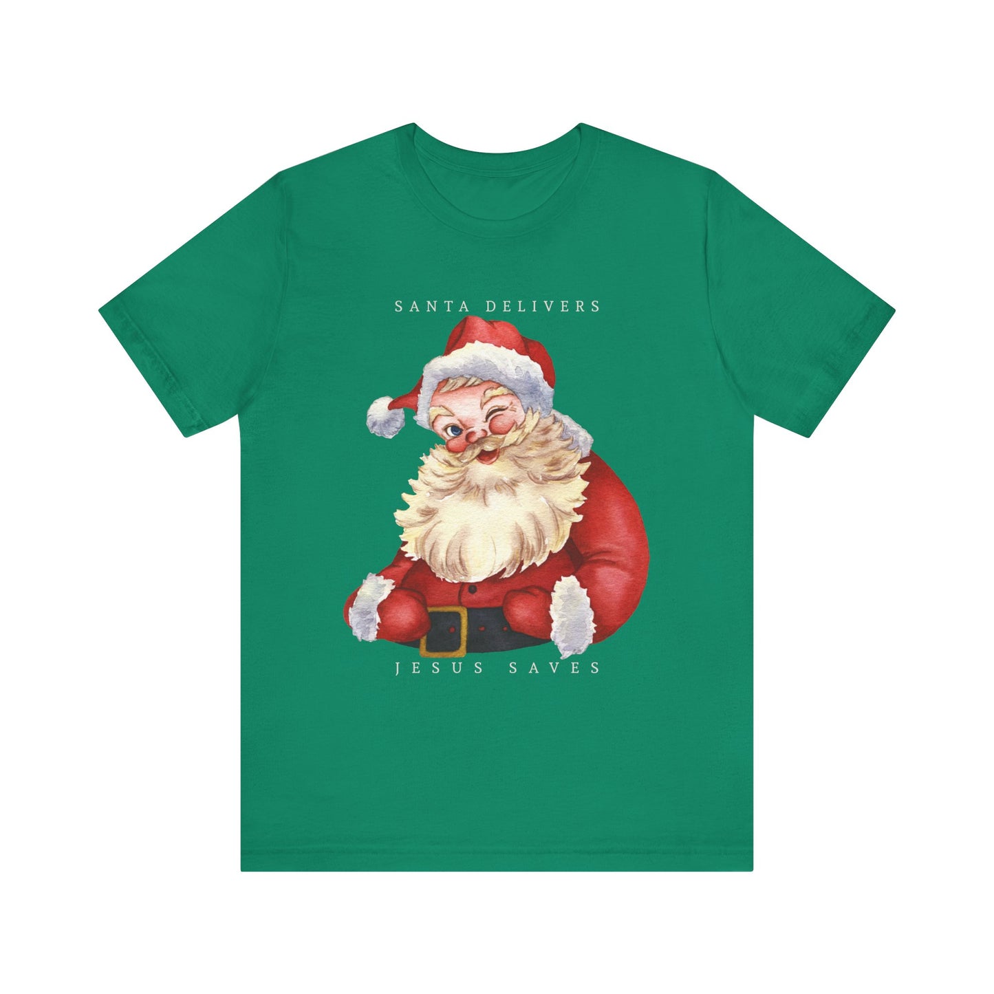 Santa Delivers, Jesus Saves (Unisex Tee)