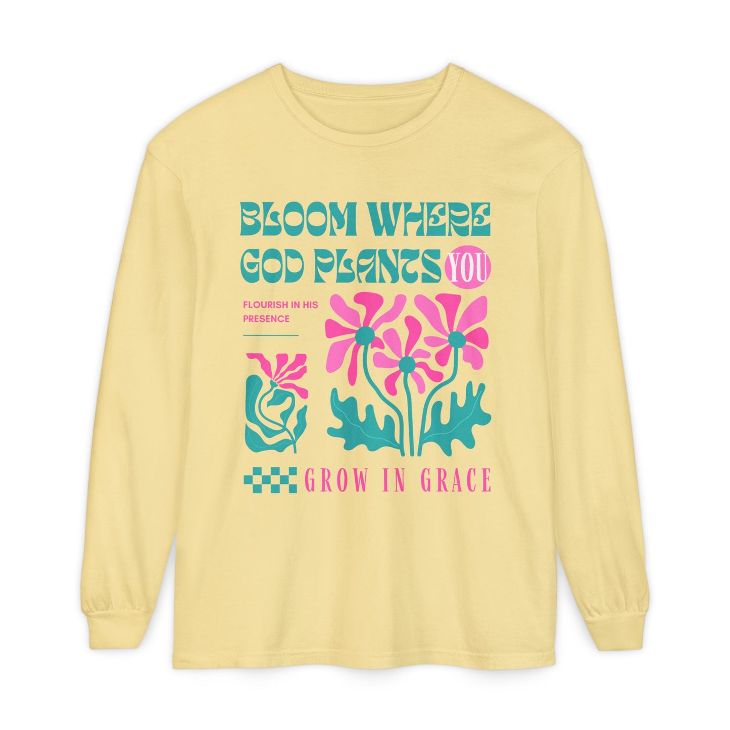 Bloom (Unisex Garment-dyed Long Sleeve T-Shirt)