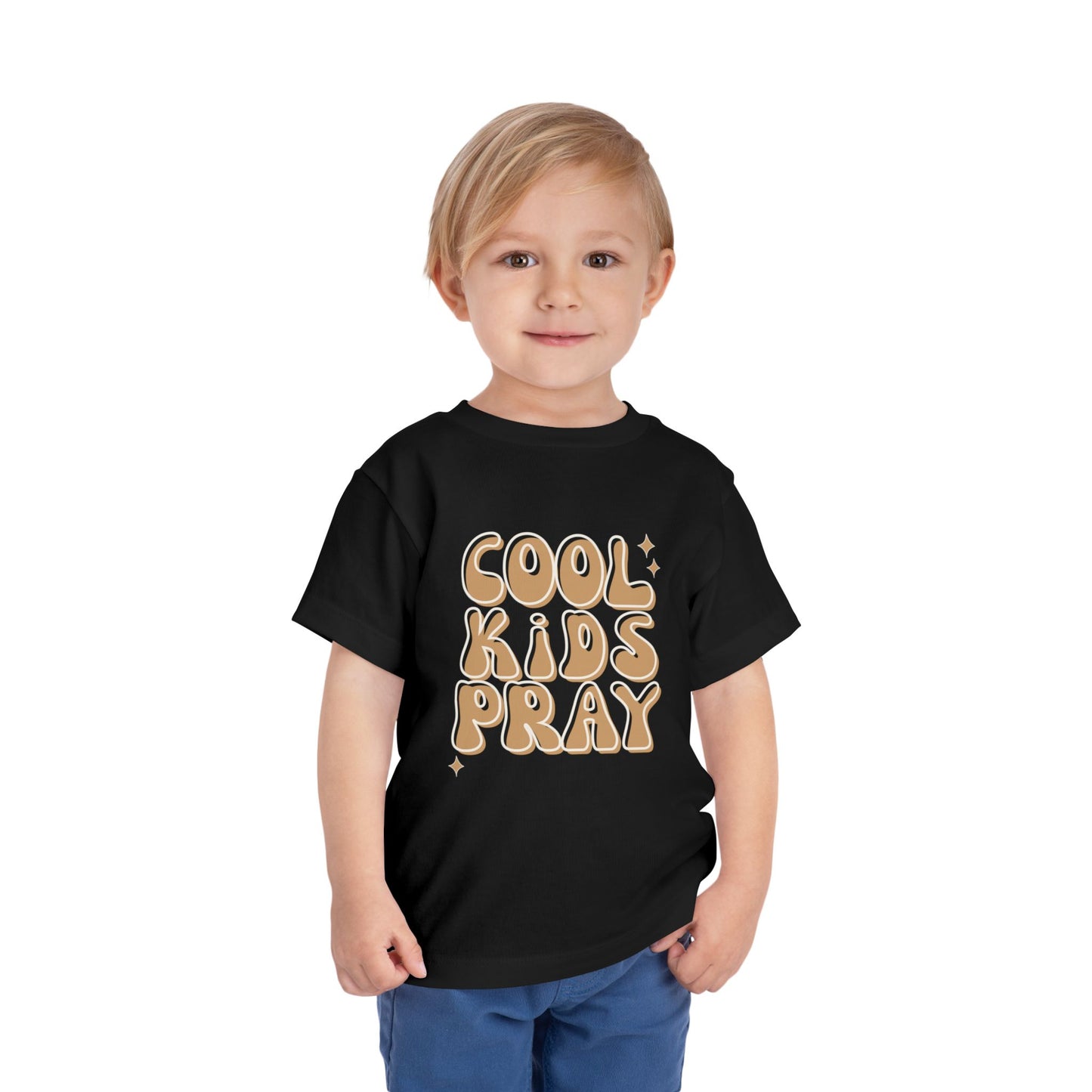 Cool Kids Pray Toddler Tee — Cute Retro Graphic Kids T‑Shirt