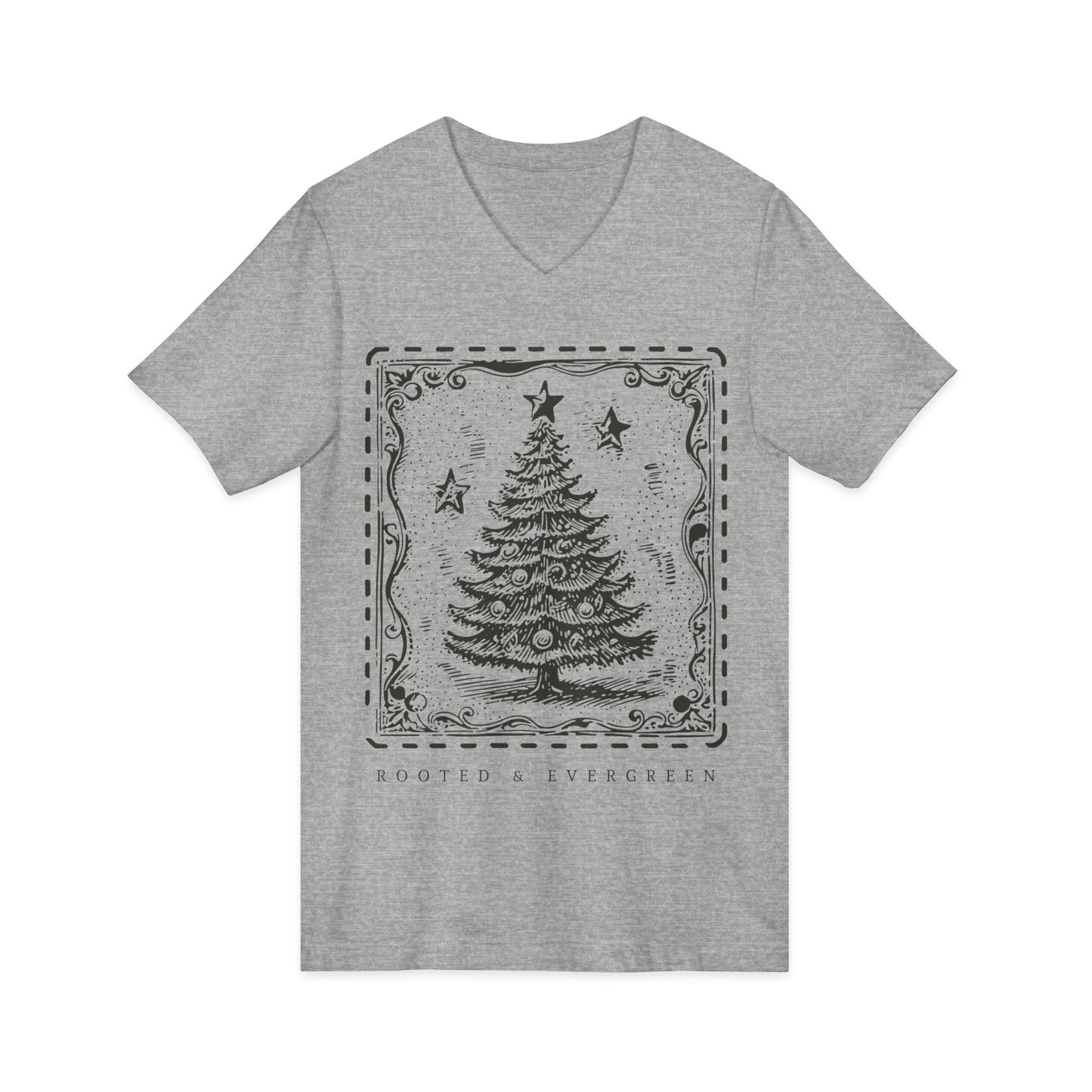 Rooted and Evergreen (Vintage Christmas V-Neck)