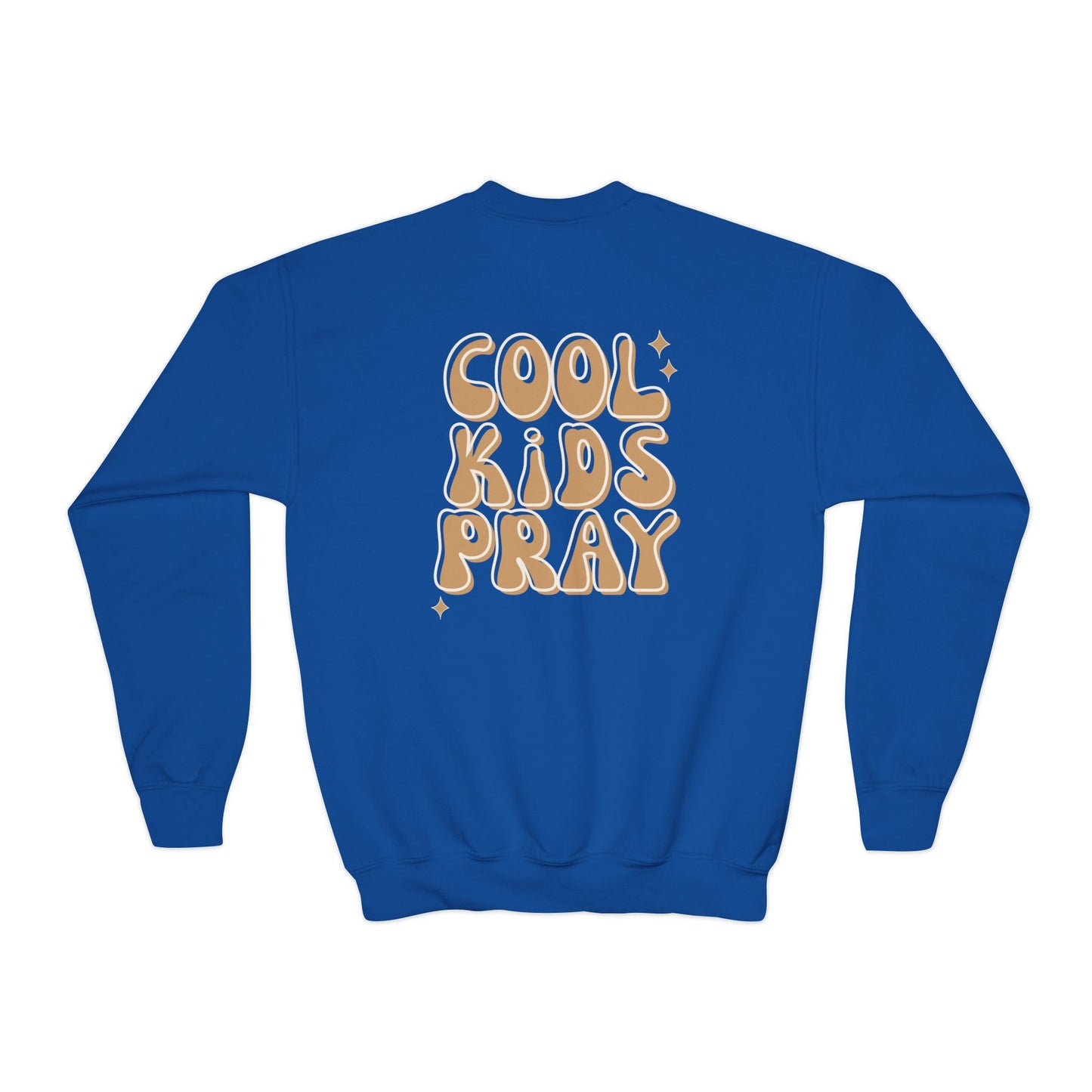 Youth Crewneck Sweatshirt - "Cool Kids Pray" Retro Graphic Pullover for Kids