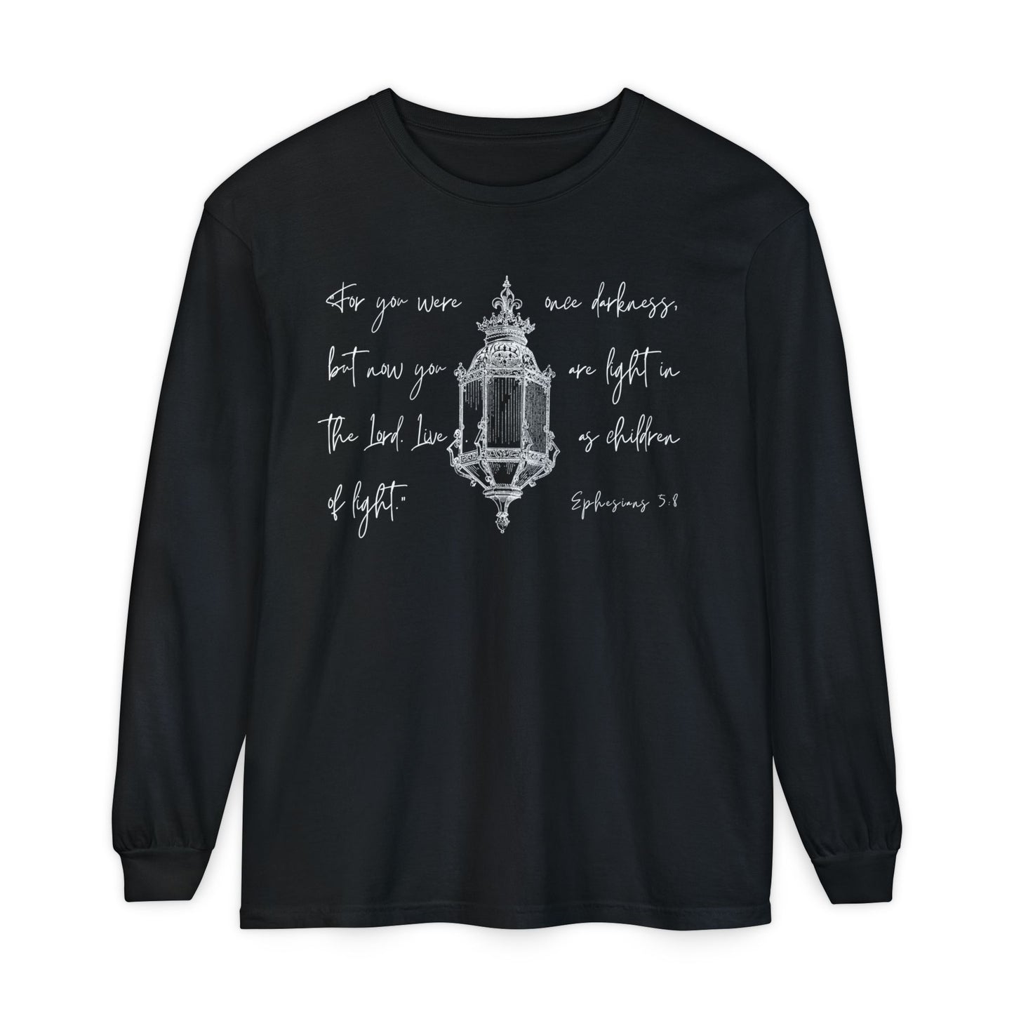 Light in the Lord (Unisex Garment-dyed Long Sleeve T-Shirt)