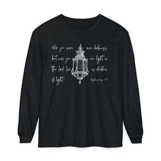 Light in the Lord (Unisex Garment-dyed Long Sleeve T-Shirt)