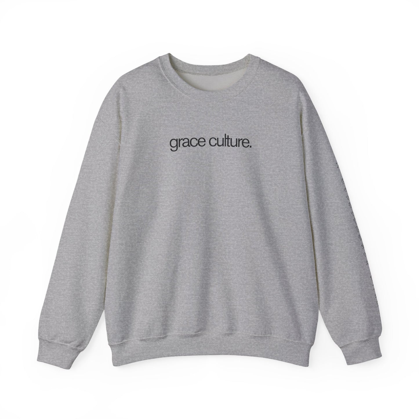 Grace Culture (Oversized Crewneck Sweatshirt with Bible Verse Down Sleeve)