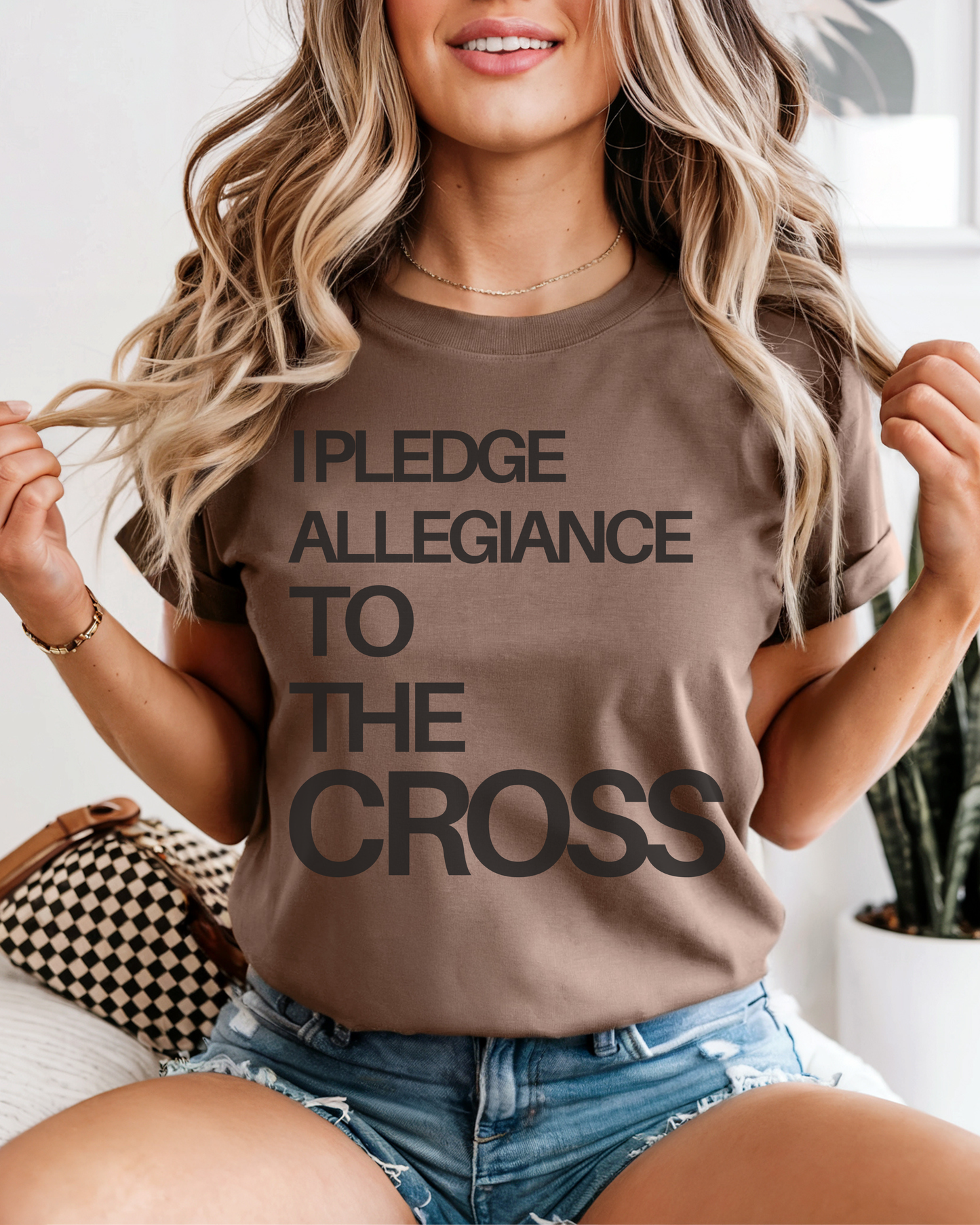 Front Side - I Pledge Allegiance To The Cross (Unisex Garment-Dyed T-shirt)