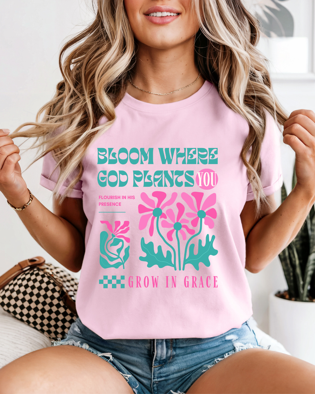 Bloom Where God Plants You (Unisex Garment-Dyed T-shirt)