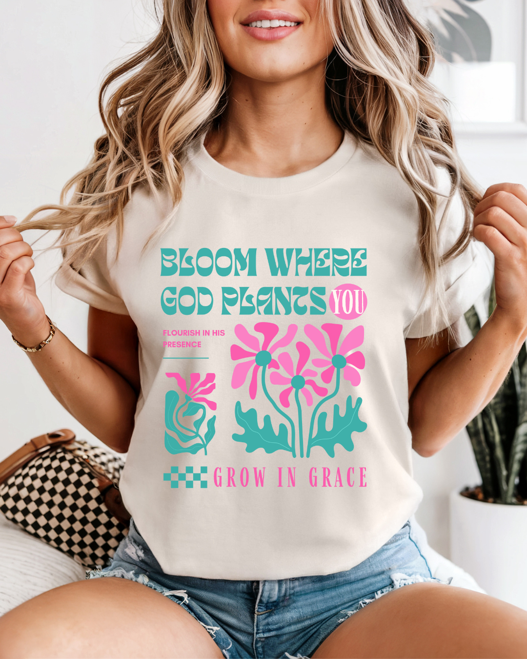 Bloom Where God Plants You (Unisex Garment-Dyed T-shirt)