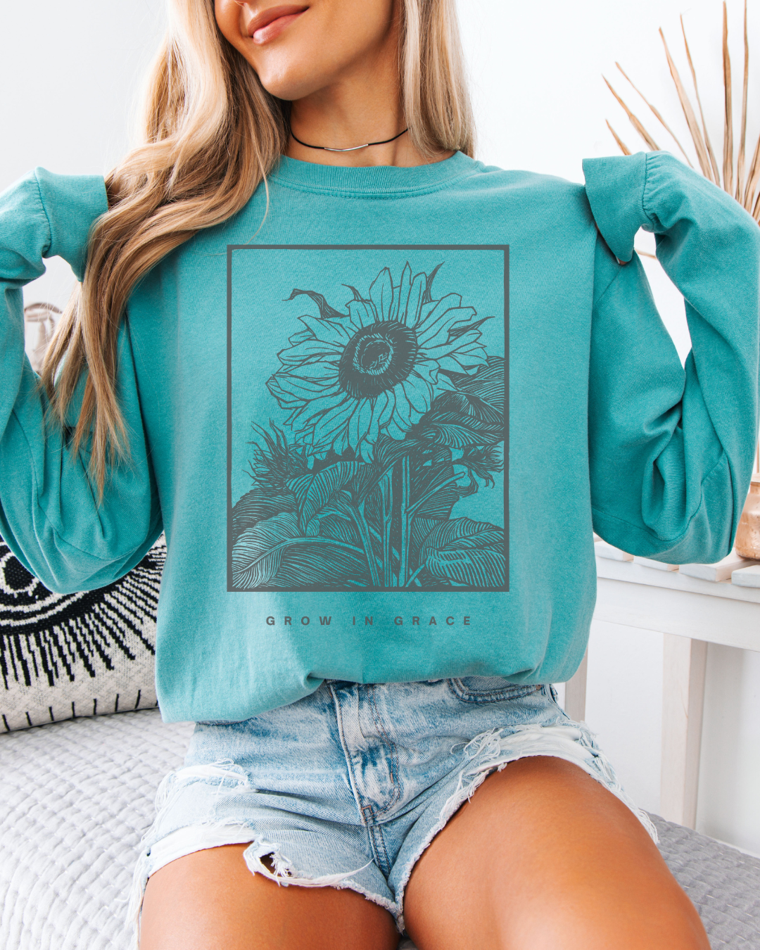 Grow in Grace (Unisex Garment-dyed Long Sleeve T-Shirt)
