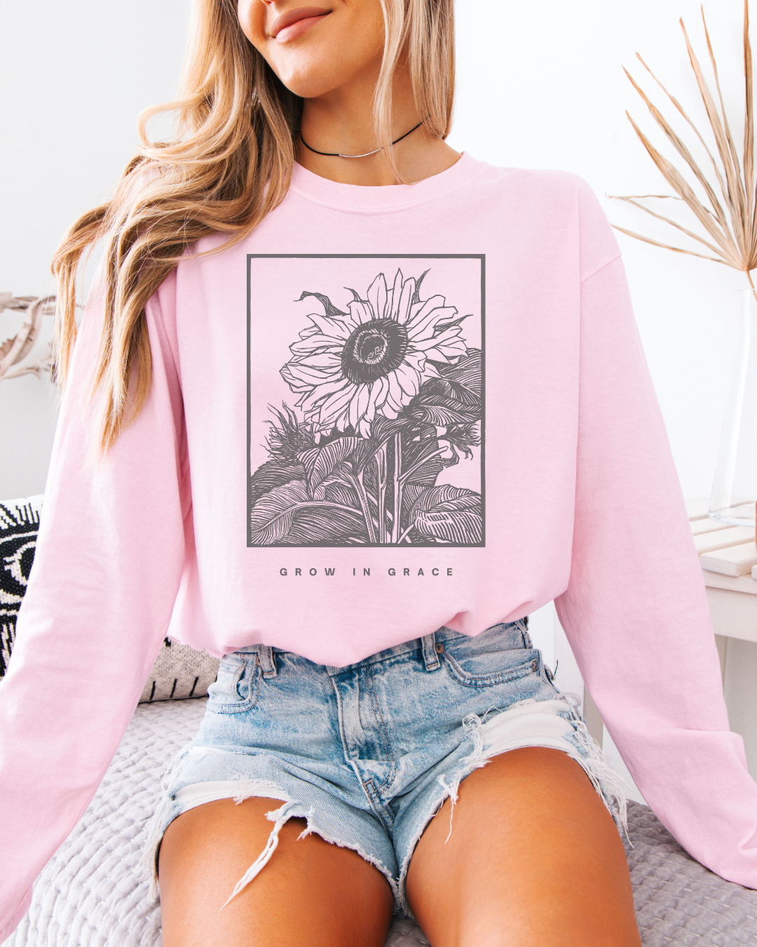 Grow in Grace (Unisex Garment-dyed Long Sleeve T-Shirt)