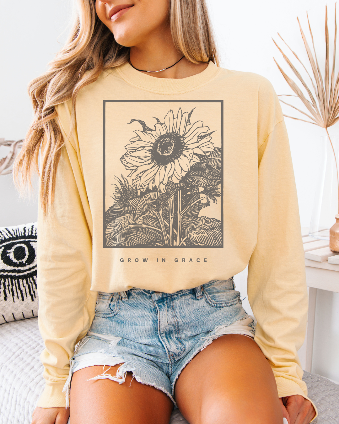 Grow in Grace (Unisex Garment-dyed Long Sleeve T-Shirt)