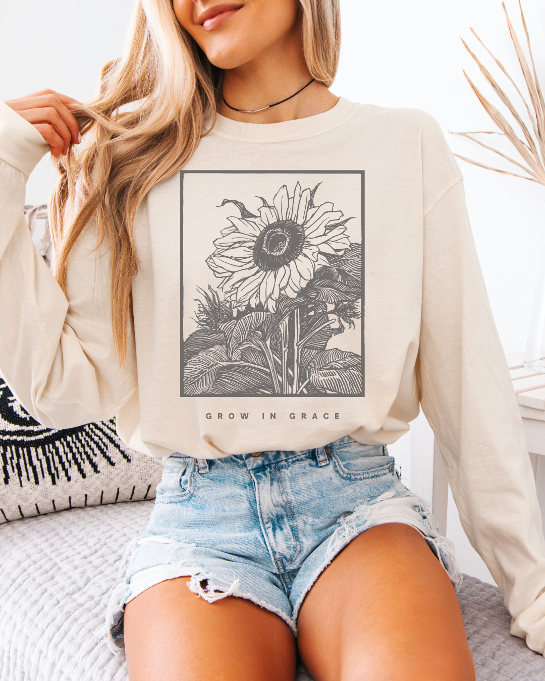 Grow in Grace (Unisex Garment-dyed Long Sleeve T-Shirt)