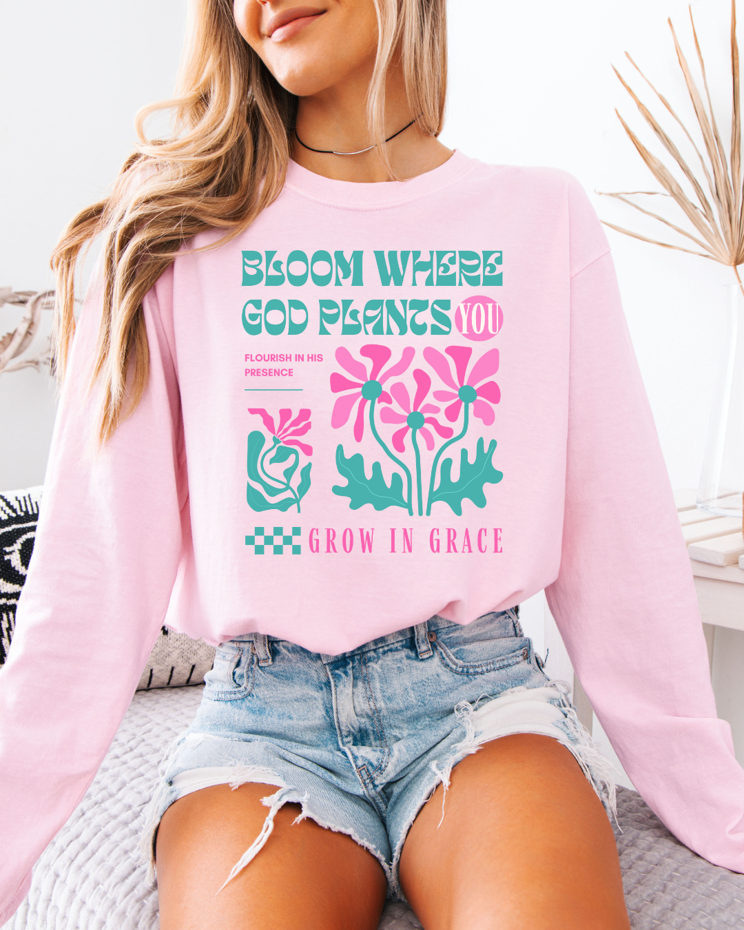 Bloom (Unisex Garment-dyed Long Sleeve T-Shirt)