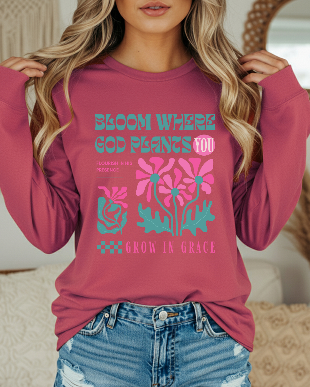 Bloom (Unisex Garment-dyed Long Sleeve T-Shirt)