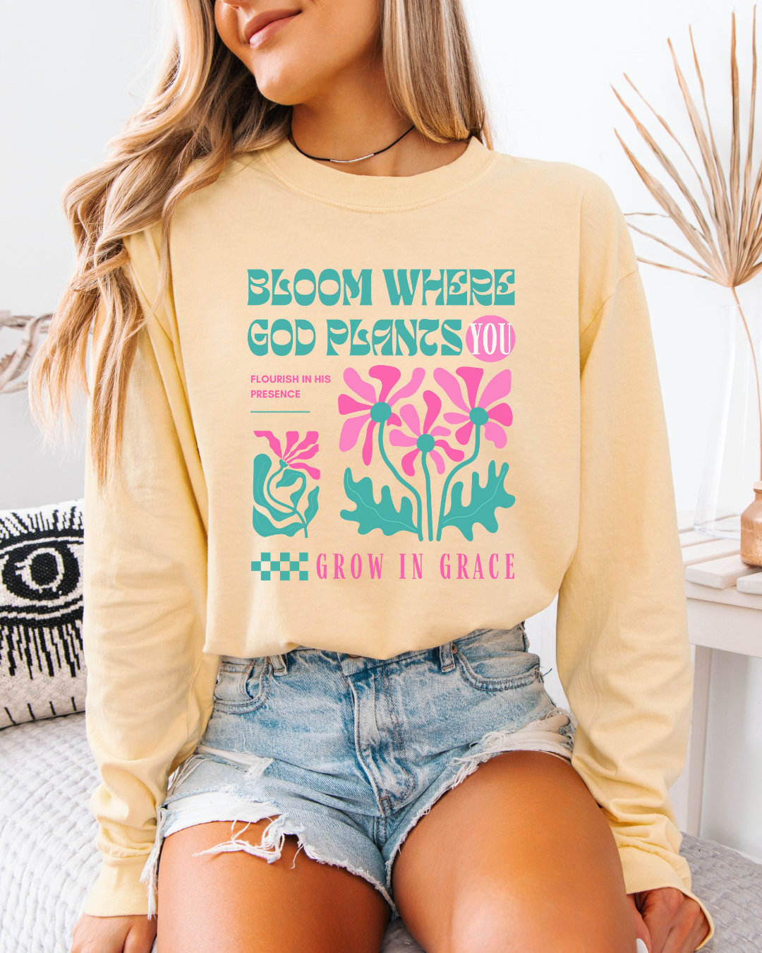 Bloom (Unisex Garment-dyed Long Sleeve T-Shirt)
