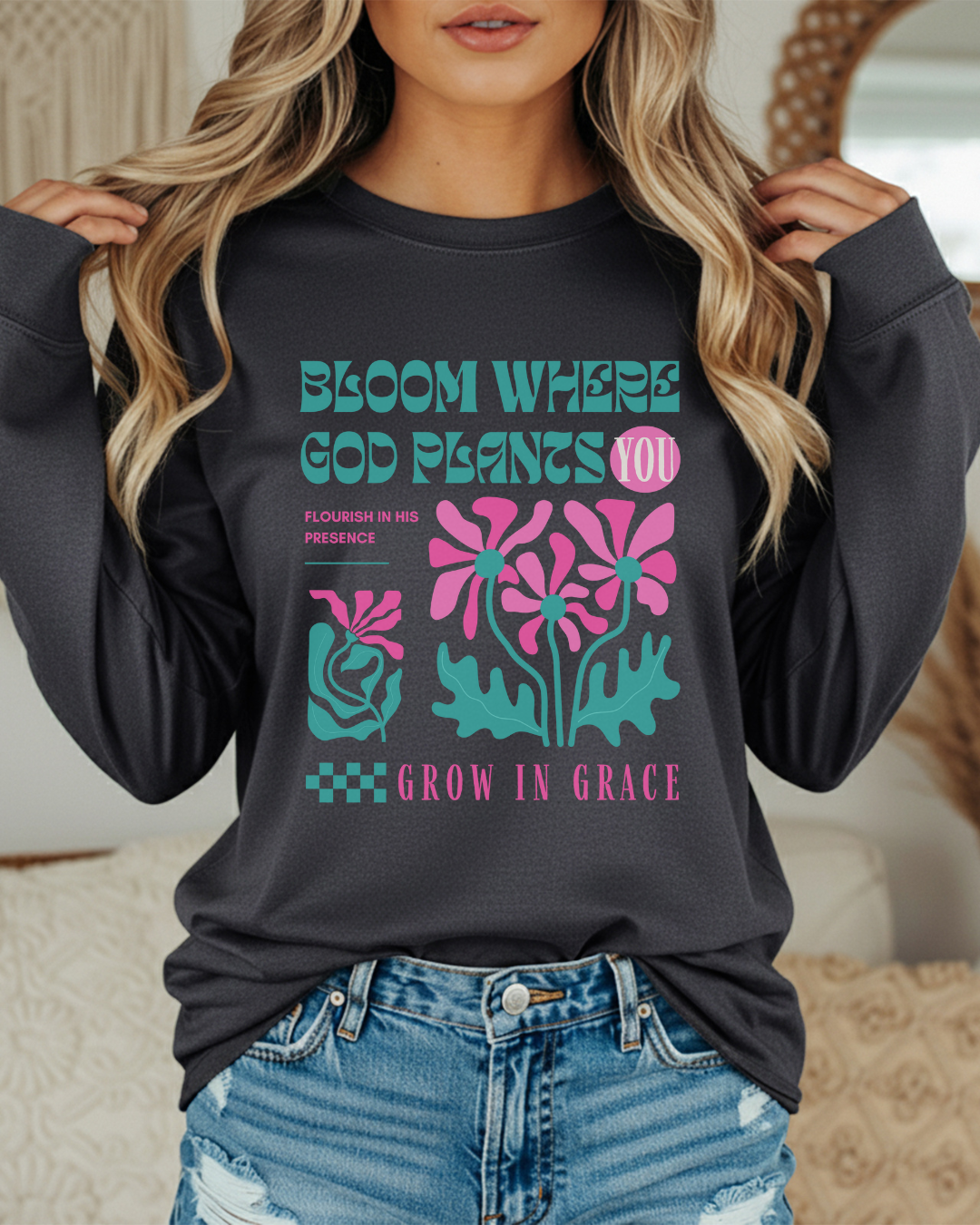 Bloom (Unisex Garment-dyed Long Sleeve T-Shirt)