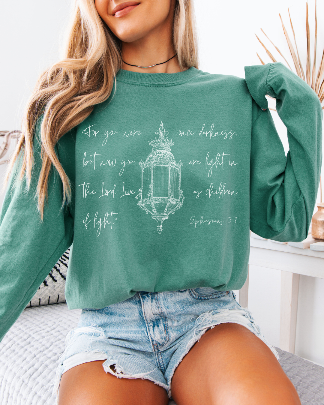 Light in the Lord (Unisex Garment-dyed Long Sleeve T-Shirt)