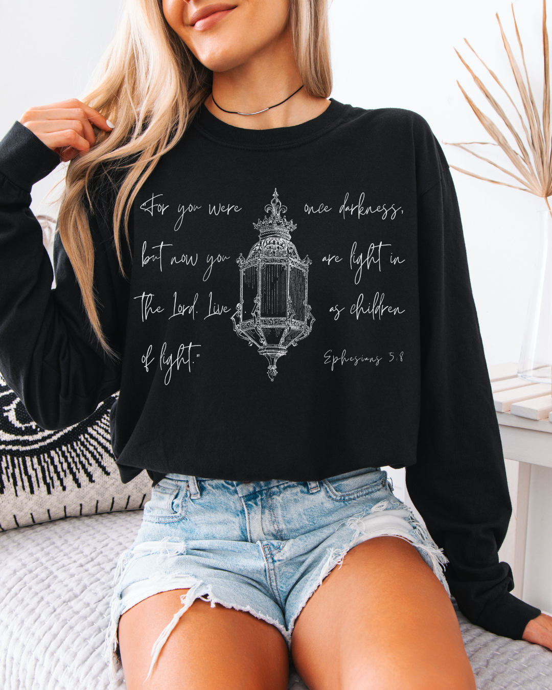 Light in the Lord (Unisex Garment-dyed Long Sleeve T-Shirt)
