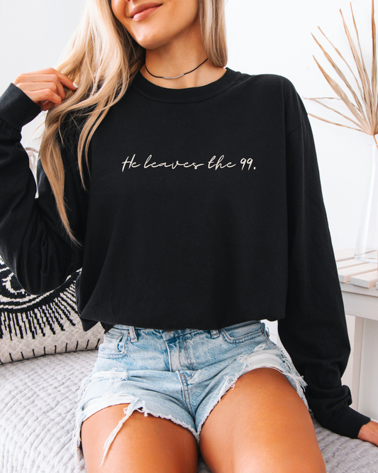 He Leaves the 99 (Unisex Garment-dyed Long Sleeve T-Shirt)