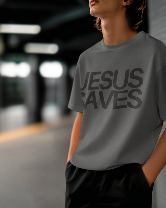 Bold Jesus Saves (Unisex Garment-Dyed T-shirt)