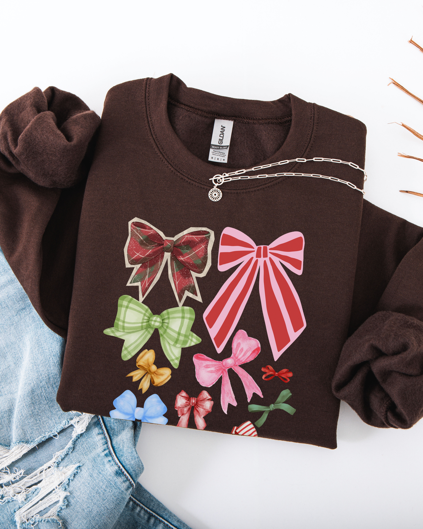 Festive Bow Crewneck (Unisex Holiday Sweater)