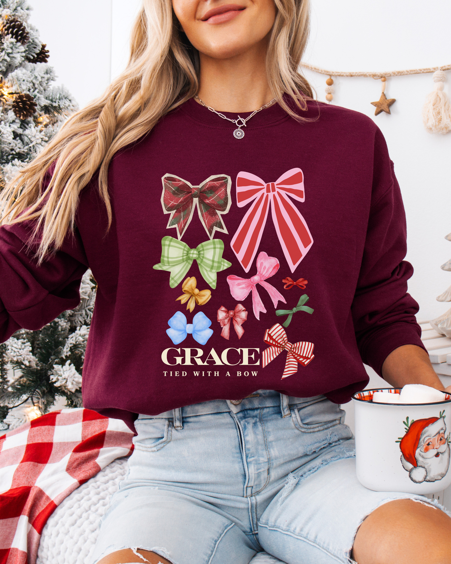 Festive Bow Crewneck (Unisex Holiday Sweater)