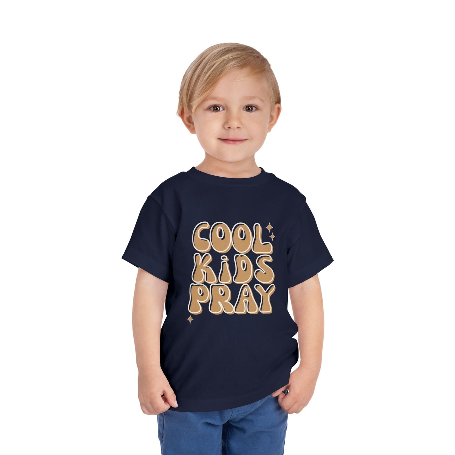 Cool Kids Pray Toddler Tee — Cute Retro Graphic Kids T‑Shirt