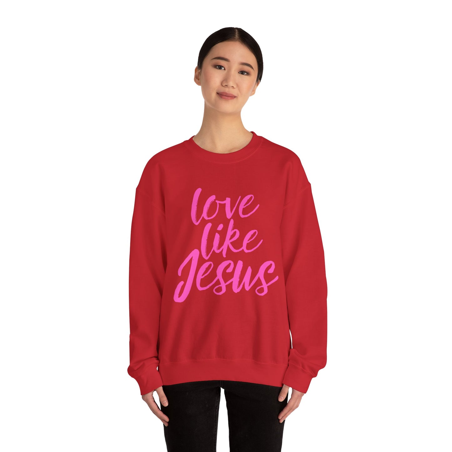 Love Like Jesus Crewneck Sweatshirt – Christian Faith Pink Pullover