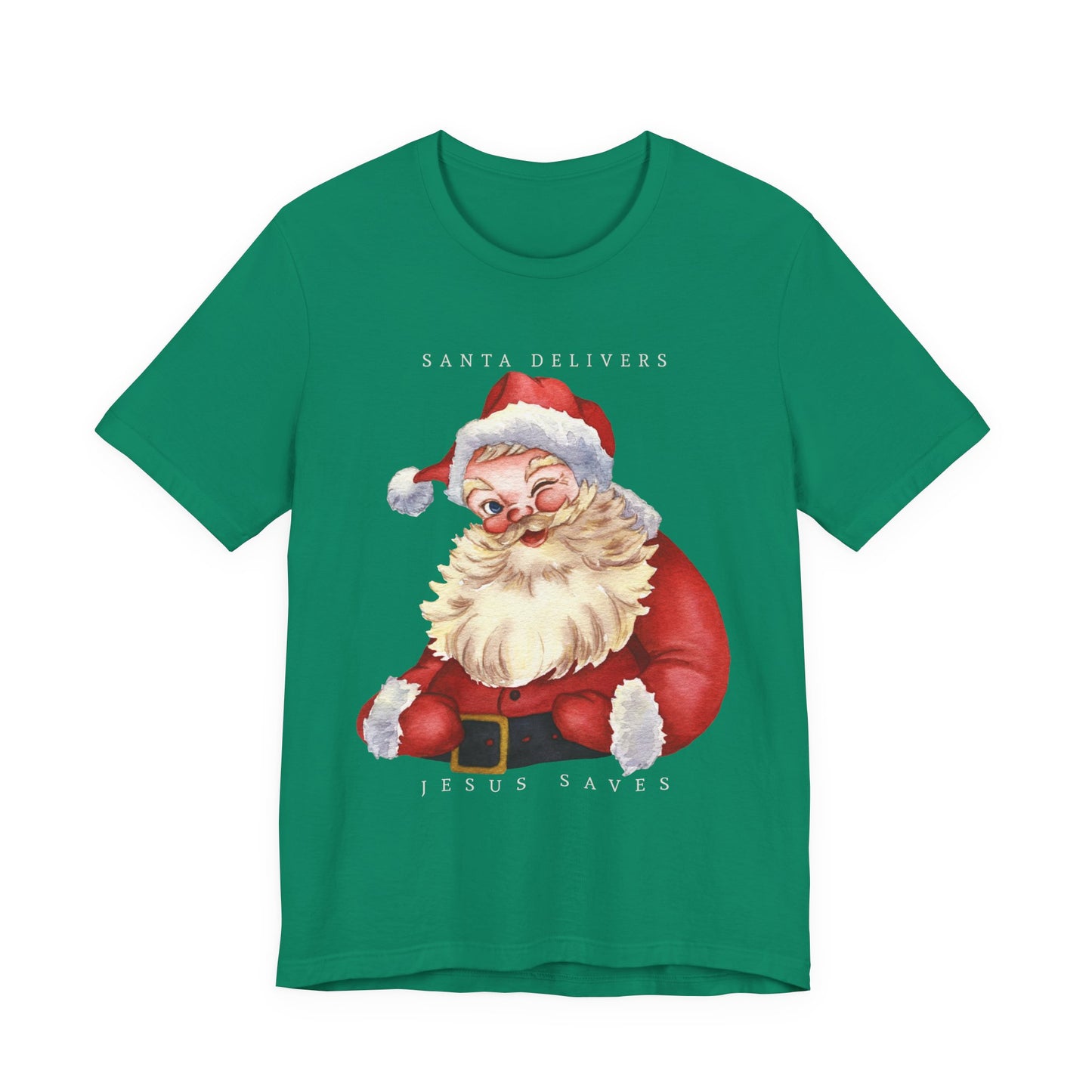 Santa Delivers, Jesus Saves (Unisex Tee)