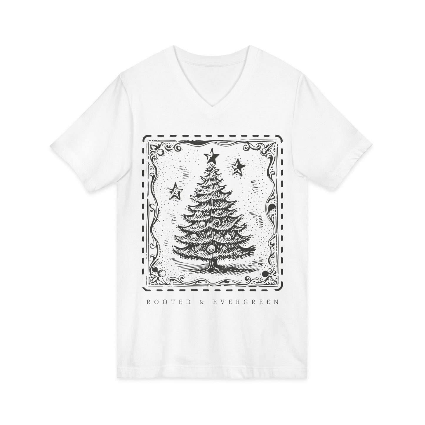 Rooted and Evergreen (Vintage Christmas V-Neck)