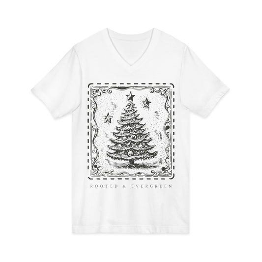 Rooted and Evergreen (Vintage Christmas V-Neck)