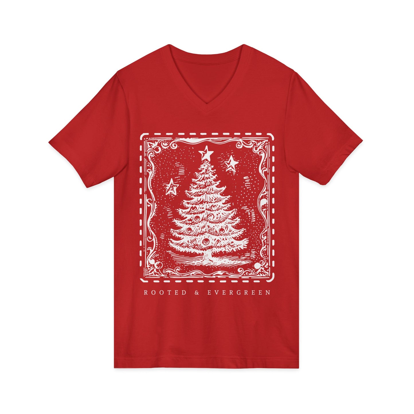 Rooted and Evergreen (Vintage Christmas V-Neck)