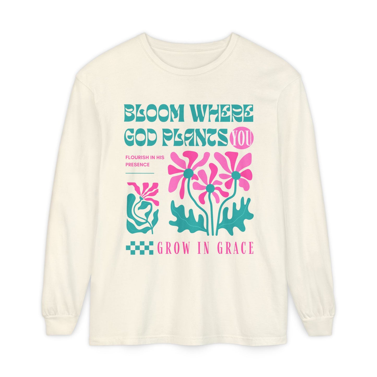 Bloom (Unisex Garment-dyed Long Sleeve T-Shirt)
